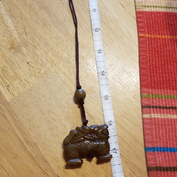 Genuine Brown Jade Dragon Necklace - Picture 3 of 4